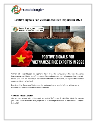 Positive Signals For Vietnamese Rice Exports In 2023