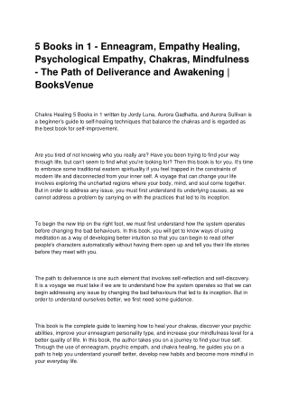 5 Books in 1 - Enneagram, Empathy Healing, Psychological Empathy, Chakras, Mindfulness - The Path of Deliverance and Awa