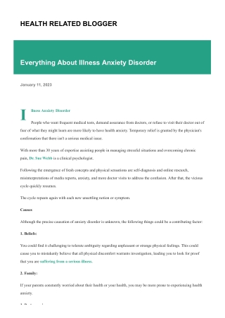 Everything About Illness Anxiety Disorder