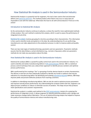 How Statistical Bin Analysis is used in the Semiconductor Industry