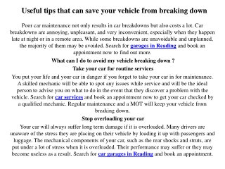 Useful tips that can save your vehicle from