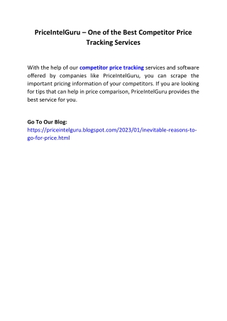 PriceIntelGuru – One of the Best Competitor Price