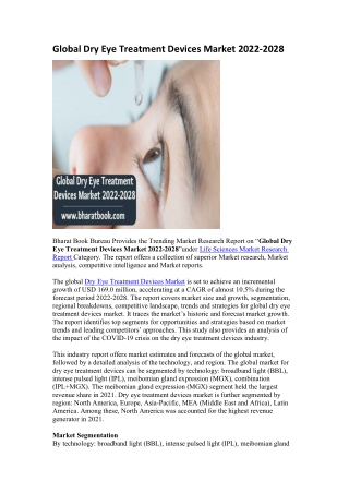 Global Dry Eye Treatment Devices Market 2022-2028