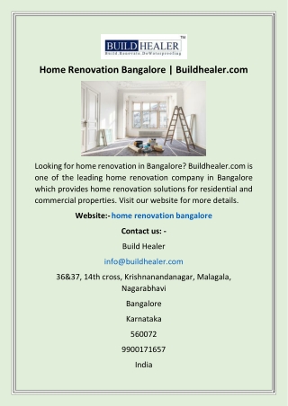 Home Renovation Bangalore | Buildhealer.com