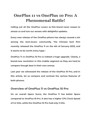 OnePlus 11 v/s OnePlus 10 Pro: A Phenomenal Battle!