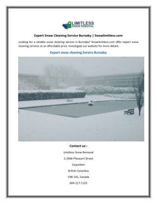 Expert Snow Cleaning Service Burnaby  Snowlimitless.com