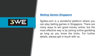 Legal Online Betting In Singapore  Sg3we.com