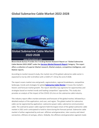 Global Submarine Cable Market 2022-2028