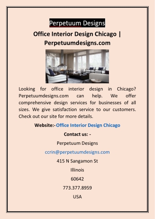 Office Interior Design Chicago | Perpetuumdesigns.com
