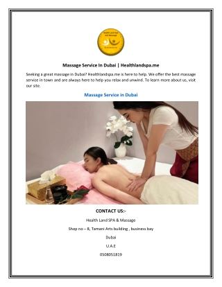 Massage Service In Dubai  Healthlandspa.me