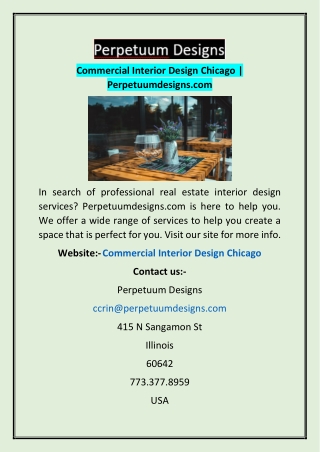 Commercial Interior Design Chicago | Perpetuumdesigns.com