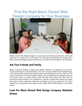 Black owned web design company