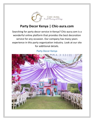 Party Decor Kenya  Chic-aura.com
