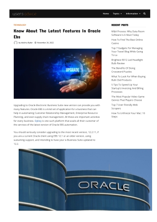 Know About The Latest Features In Oracle Ebs