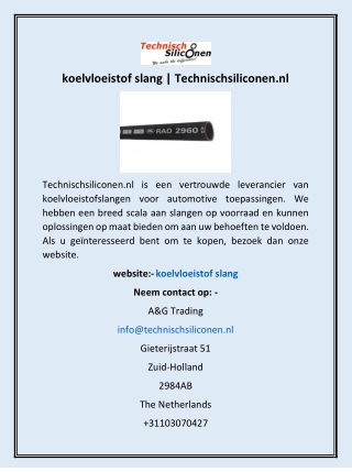 koelvloeistof slang | Technischsiliconen.nl