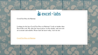 Covid Test Price In Pakistan   Excel-labs.com