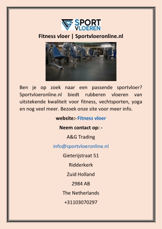 Fitness vloer | Sportvloeronline.nl