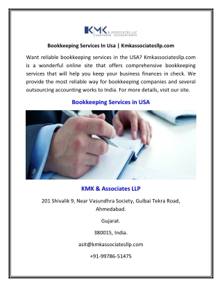 Bookkeeping Services In Usa | Kmkassociatesllp.com