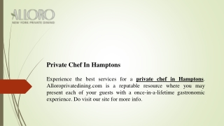 Private Chef In Hamptons  Alloroprivatedining.com