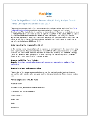 Qatar Packaged Food Market Size Analysis Future and Forecast 2027 - MarkNtel Adv