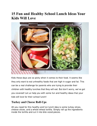 15 Fun and Healthy School Lunch Ideas Your Kids Will Love