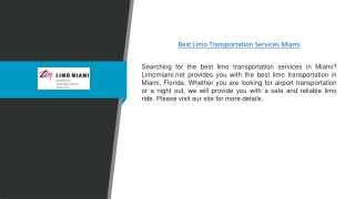 Best Limo Transportation Services Miami | Limomiami.net