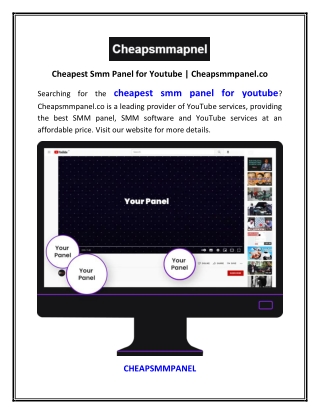 Cheapest Smm Panel for Youtube | Cheapsmmpanel.co
