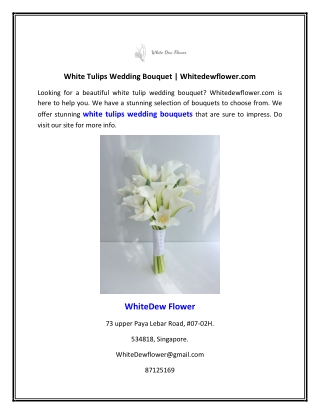 White Tulips Wedding Bouquet | Whitedewflower.com