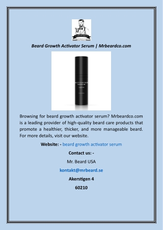 Beard Growth Activator Serum Mrbeardco.com