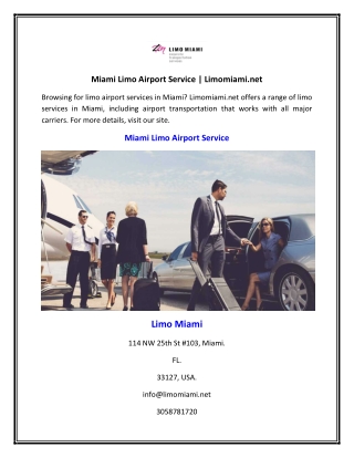 Miami Limo Airport Service | Limomiami.net