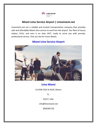 Miami Limo Service Airport | Limomiami.net