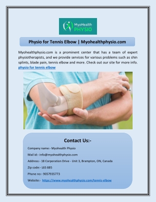 Physio for Tennis Elbow | Myohealthphysio.com