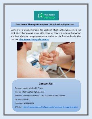 Shockwave Therapy Brampton | Myohealthphysio.com