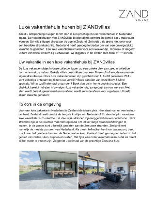 Luxe vakantiehuis huren bij Z'ANDvillas