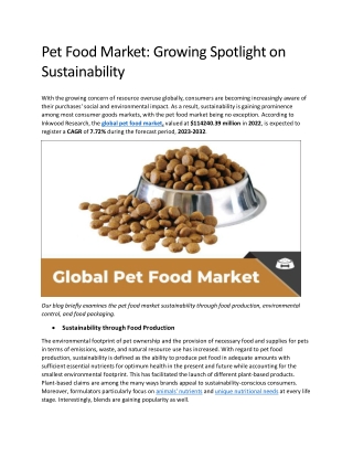 Pet Food Market: Growing Spotlight on Sustainability | Growth