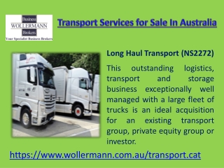 Transport Services for Sale In Australia