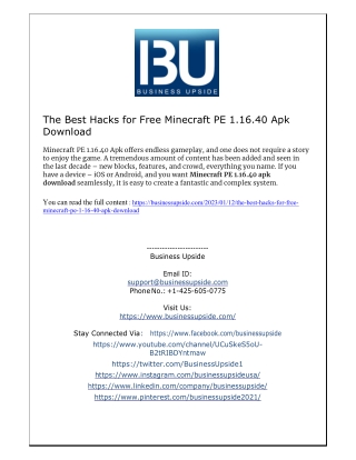 The Best Hacks for Free Minecraft PE 1.16.40 Apk Download