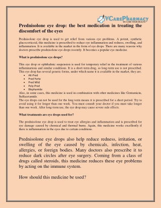 prednisolone eye drop uses
