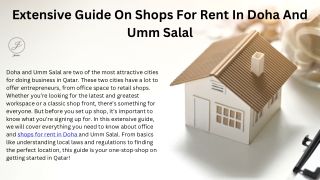 Extensive Guide On Shops For Rent In Doha And Umm Salal