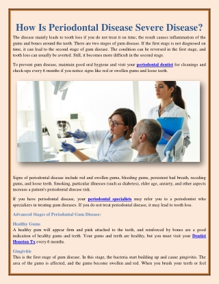 How Is Periodontal Disease Severe Disease?