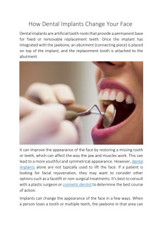 How Dental Implants Change Your Face