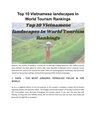 Top 10 Vietnamese landscapes In World Tourism Rankings