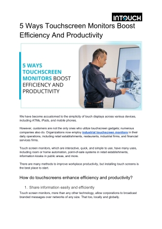 5 Ways Touchscreen Monitors Boost Efficiency And Productivity