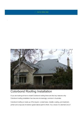 Colorbond Roofing Installation
