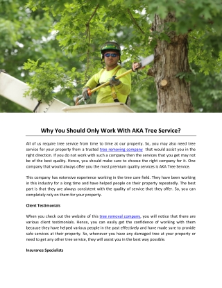 Why You Should Only Work With AKA Tree Service