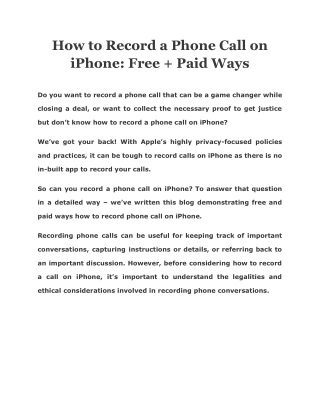 How to Record a Phone Call on iPhone Free   Paid Ways