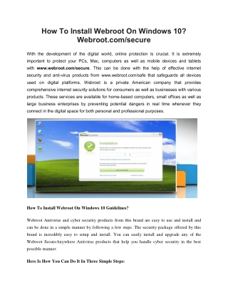 How To Install Webroot On Windows 10?