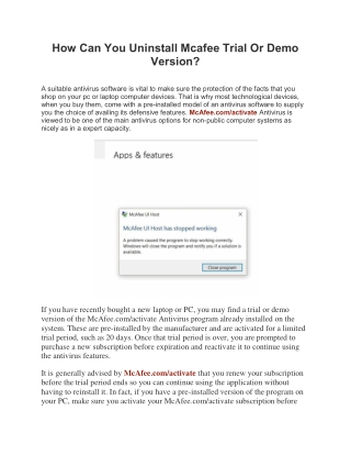 How to Uninstall Mcafee Antivirus Trial Or Demo Version?