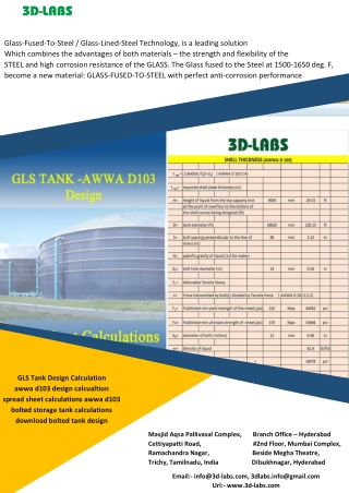 GLS TANK - AWWA D103 DESIGN