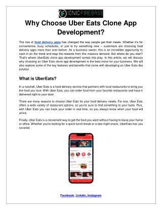 Why Choose Uber Eats Clone App Development